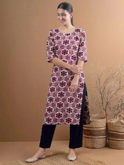 Gahan - Womens Pink Printed Straight Kurta with Pant