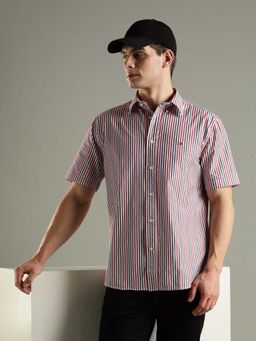 Tommy Hilfiger - Red Striped Regular Fit Cotton Shirt