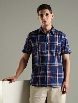 Tommy Hilfiger - Navy Blue Checks Regular Fit Cotton Shirt
