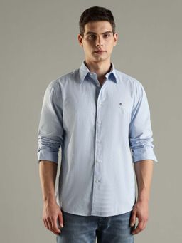 Tommy Hilfiger - Blue Printed Regular Fit Cotton Shirt