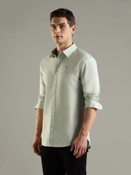 Tommy Hilfiger - Green Solid Slim Fit Cotton Shirt