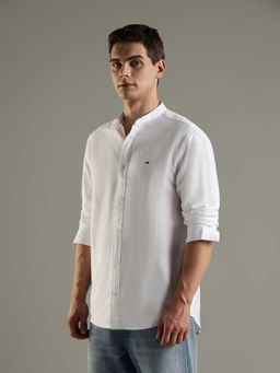 Tommy Hilfiger - White Solid Regular Fit Cotton Shirt