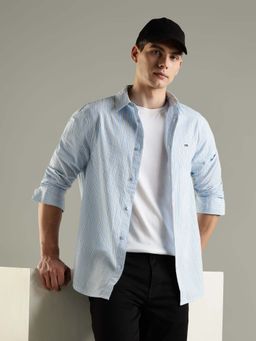 Tommy Hilfiger - Blue Striped Regular Fit Cotton Shirt