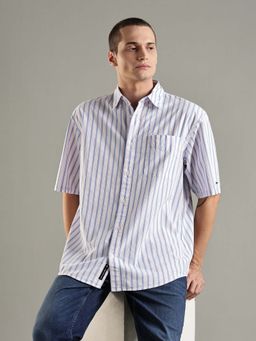 Tommy Hilfiger - White Striped Relaxed Fit Cotton Shirt