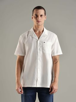 Tommy Hilfiger - White Textured Regular Fit Cotton Shirt