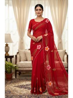 Nyri - Womens Georgette Saree with Unstitched Blouse Piece