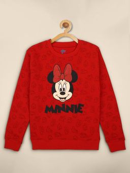 Kidsville - Mickey & Friends Printed Red Sweatshirt For Girls