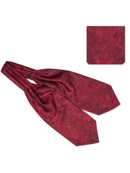 The Tie Hub - Paisley Maroon Microfiber Cravat and Pocket Square Combo
