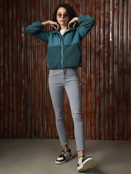 High Star - Women Regular Printed Oversized Fit Polyester Hood Long Sleeve Sweatshirt