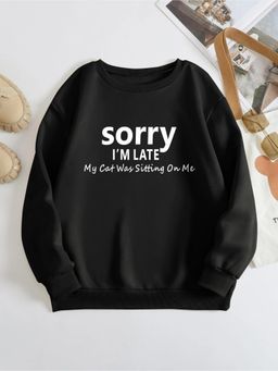 KOTTY - Women Full Sleeve Round Neck Typography Sweatshirt
