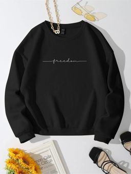 KOTTY - Women Full Sleeve Round Neck Typography Sweatshirt