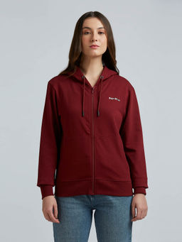 Pepe Jeans - Maroon Full Sleeve Hooded Sweatshirt