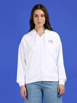 Pepe Jeans - White Photographic Print Full Sleeve Oversized Sweatshirt