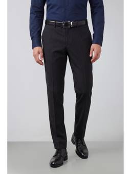 Peter England - Men Black Stripes Polyester Blend Trouser