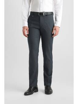 Van Heusen - Men Charcoal Solid/Plain Polyester Blend Trouser