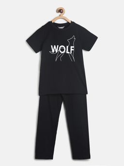 Tales & Stories - Black Printed Night Suit for Boys (Set of 2)