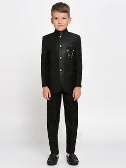 Kids Island - Black Designer Jodhpuri with Pant (Set of 2)