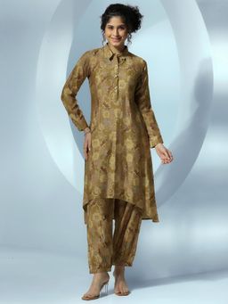 Libas - Women Floral Kurta Salwar - Olive (Set of 2)