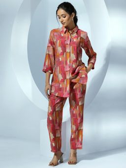 Libas - Women Printed Co-Ord - Pink (Set of 2)