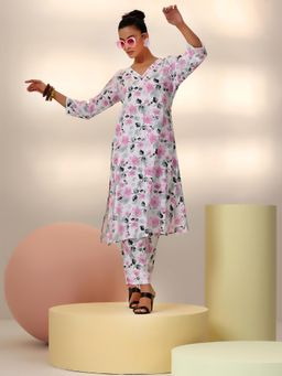 Libas - Women Floral Co-Ord - White (Set of 2)