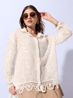 SHOWOFFFF - Edition Women's Embroidered Cream Shirt
