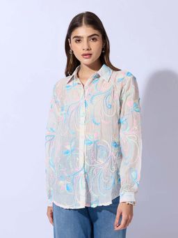 SHOWOFFFF - Edition Women's Embroidered Floral White Shirt