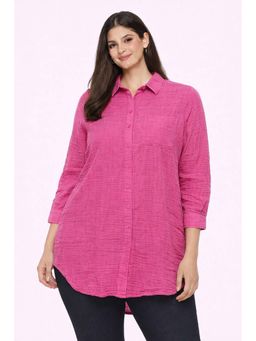 NOBARR - Women's Pink Cotton Shirt Style Top
