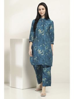 Rangriti - Women Blue Viscose Straight Kurta & Palazzo (Set of 2)