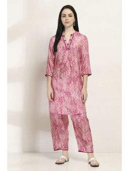 Rangriti - Women Pink Viscose Straight Kurta & Palazzo (Set of 2)