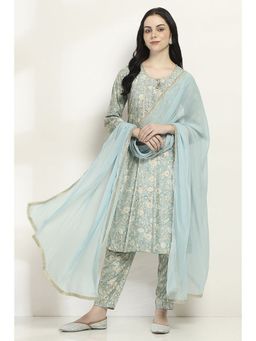 Rangriti - Women Ice Blue Viscose Straight Kurta & Pant with Dupatta (Set of 3)