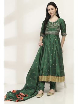 Rangriti - Women Green Modal Blend Kalidar Kurta & Churidar with Dupatta (Set of 3)