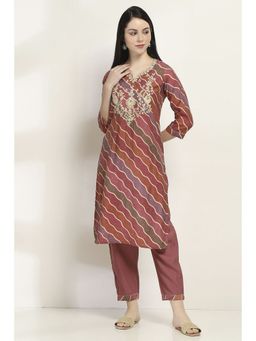 Rangriti - Women Pink Viscose Blend Straight Kurta & Pant (Set of 2)