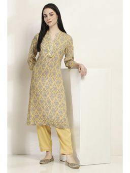Rangriti - Women Yellow Viscose Straight Kurta & Pant (Set of 2)