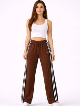 Femea - Women's Brown High-Waisted Wide-Leg Track pant