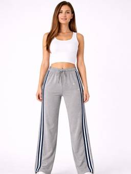 Femea - Women's Grey High-Waisted Wide-Leg Track pant