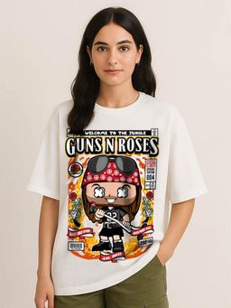 HAZUKU - Welcome to the Jungle Guns N' Roses Cartoon White T-Shirt