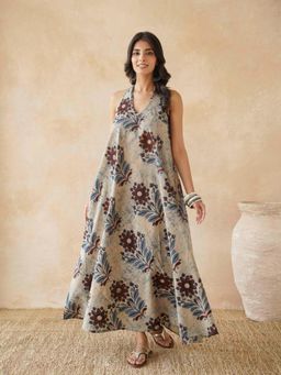 GOODHAND - Women's Cotton Printed A-Line Moana Dress