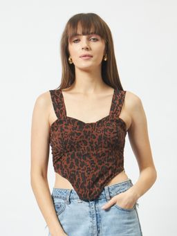 Trend Arrest - Leopard Print Bustier Crop Top