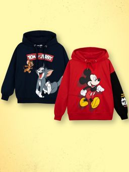Napchief - Unisex Mickey and Tom and Jerry Multi-Color Hoodies (Pack of 2)