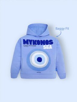 CHERRY CRUMBLE BY NITT HYMAN - Blue Solid Applique Winter Unisex Hoodie