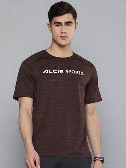 Alcis - Men Brown Black Brand Logo Printed T-Shirt