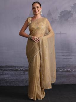 Libas - Green Beads Sequins Embellished Saree