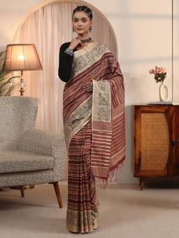 Libas - Mauve Tribal Printed Saree