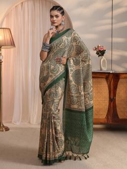 Libas - Beige Tribal Printed Saree