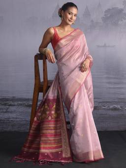 Libas - Lavender Floral Woven Design Saree