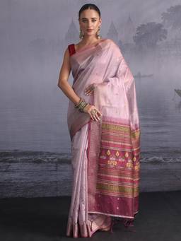 Libas - Lavender Ethnic Motif Woven Design Saree
