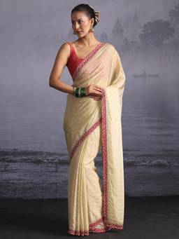 Libas - Green Zari Saree With Embellished Border