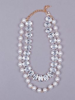 Odette - Exquisite Double-Layered Pearl and Crystal Necklace for Women