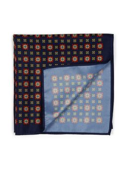 Peter England - Men Navy Blue Print Business Casual Pocket Square