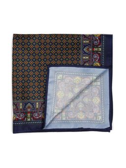 Peter England - Men Navy Blue Print Business Casual Pocket Square